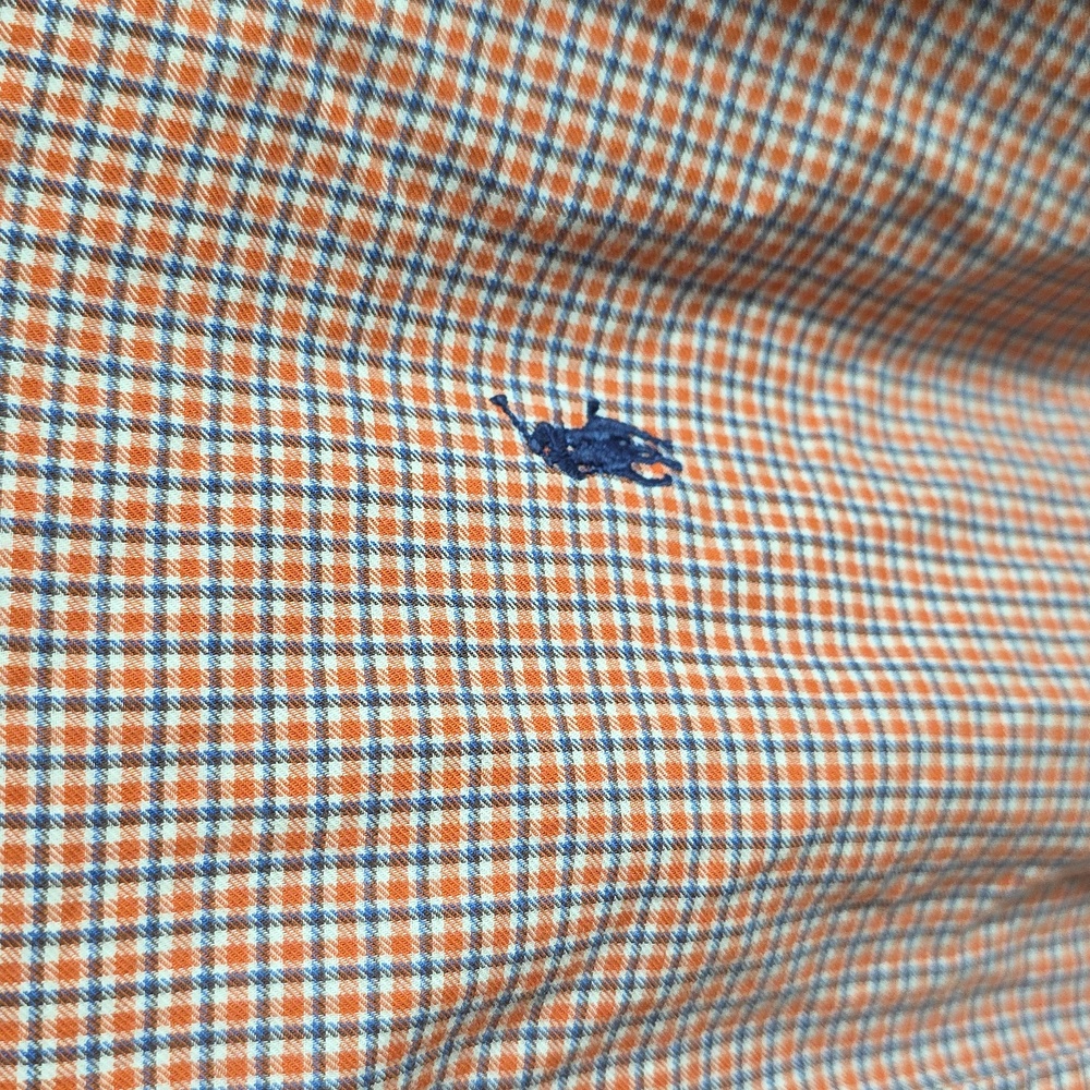 Polo by Ralph Lauren Men's Orange Checkered Shirt In Large - Picture 2 of 6